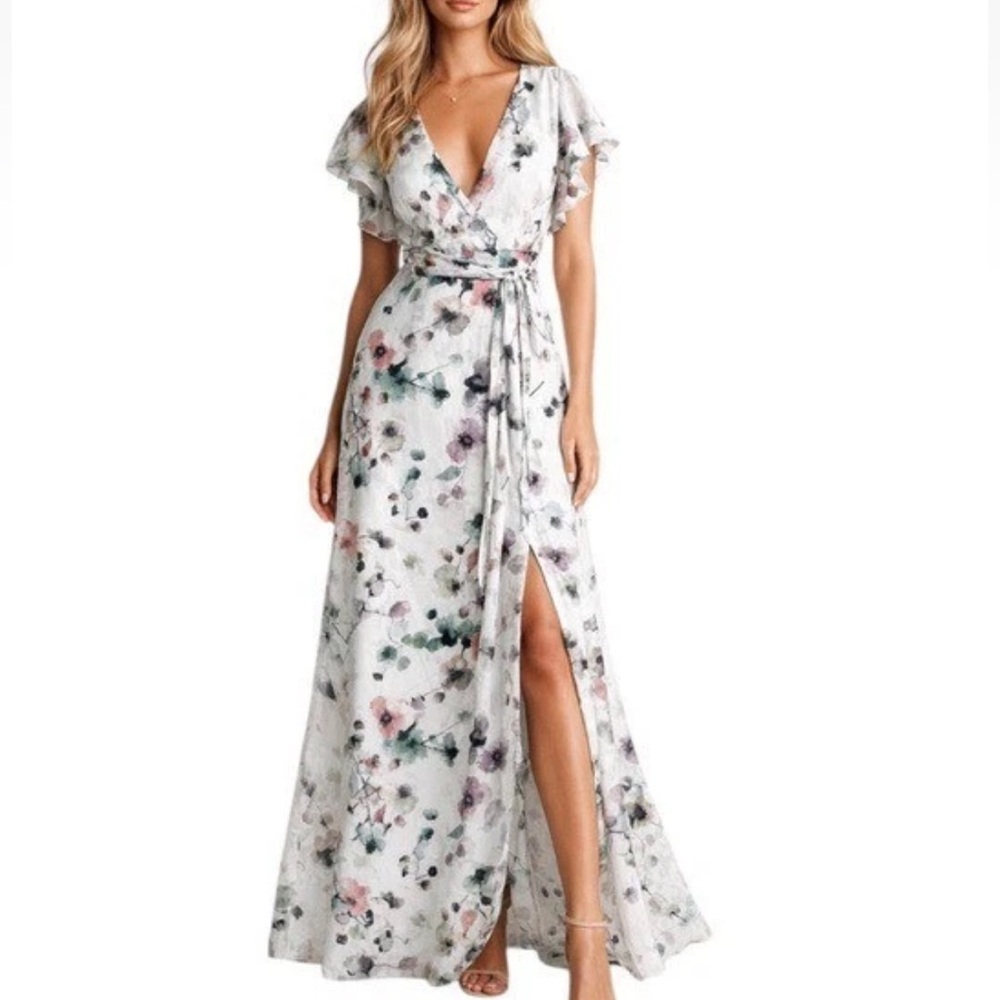 Hutch pastel floral wrap maxi dress
